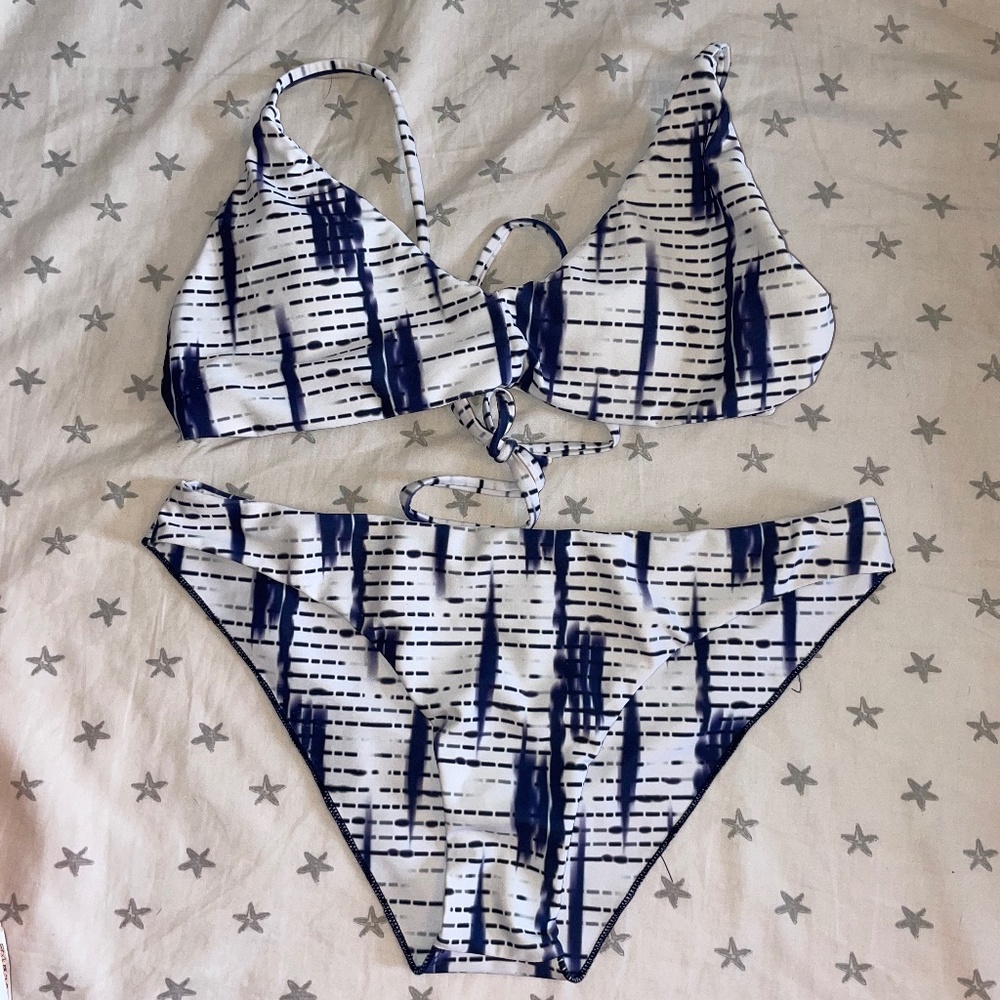Blue and White Bikini